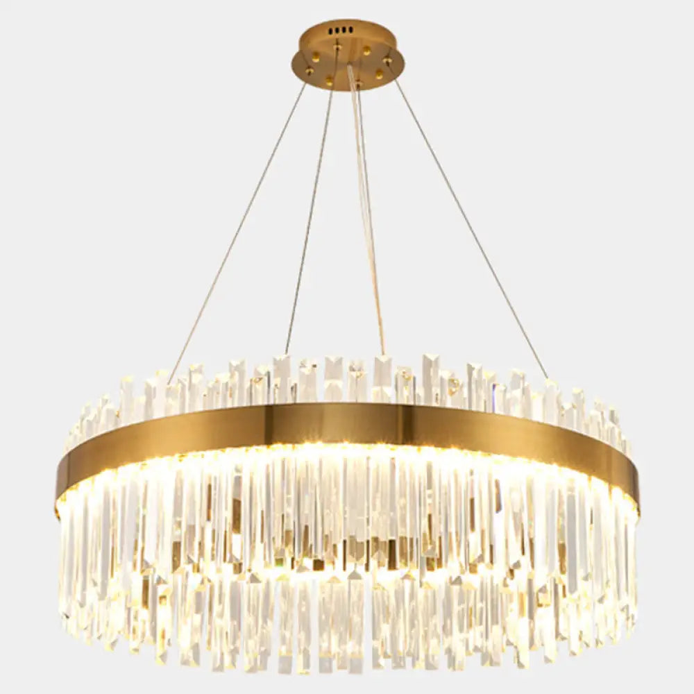 Contemporary Led Pendant Lamp With Crystal Shade & Gold Finish / 16