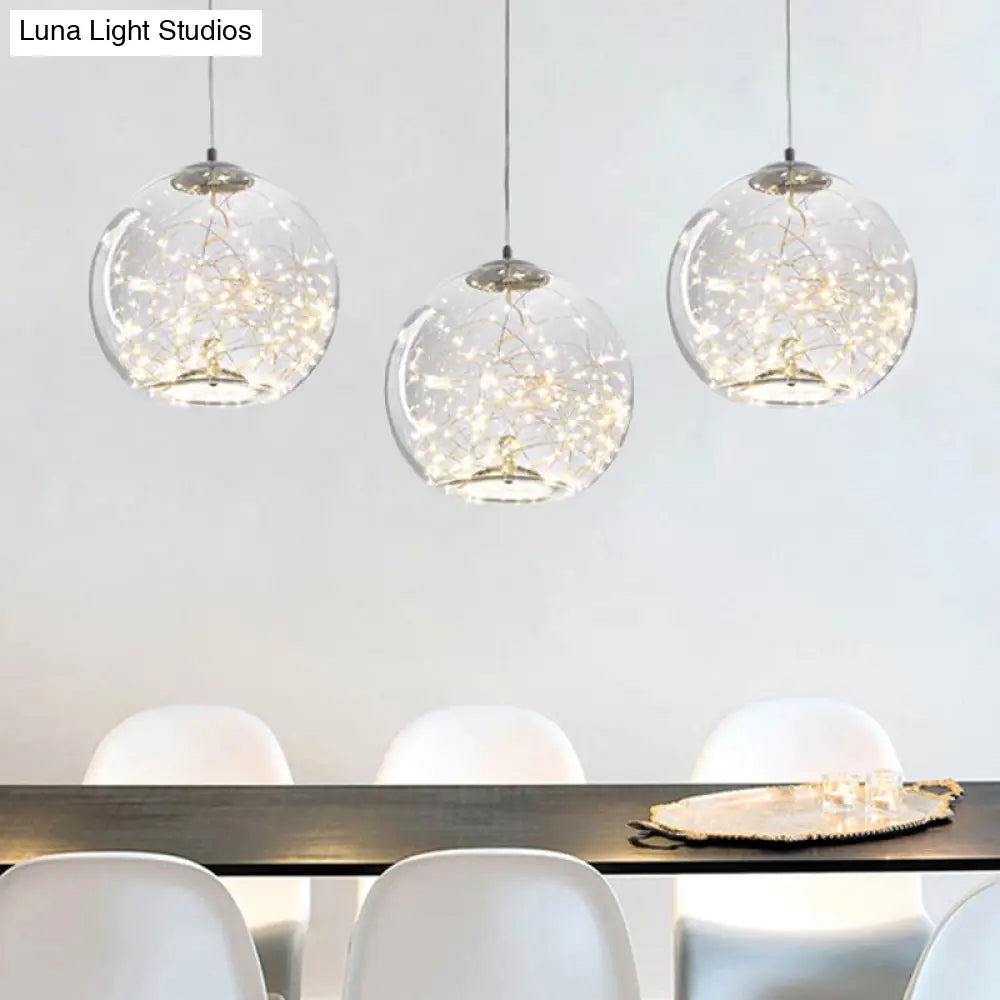 Contemporary Led Pendant Light With Amber/Smoke Grey Glass Globe/Cylinder/Oval - Ideal For Living