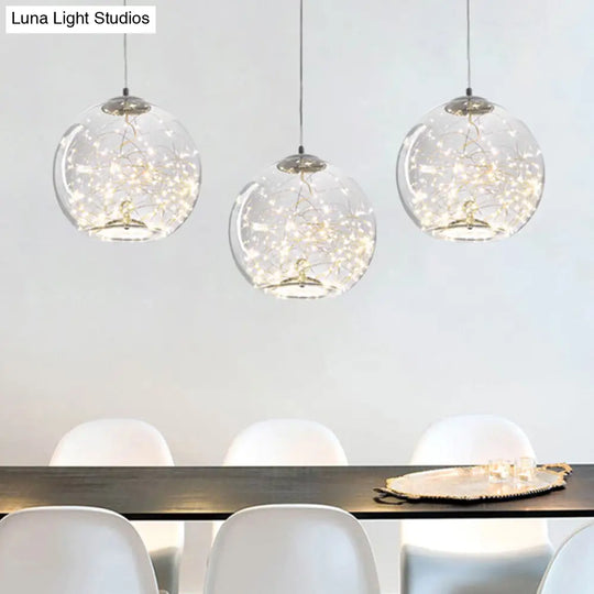 Contemporary Led Pendant Light With Amber/Smoke Grey Glass Globe/Cylinder/Oval - Ideal For Living