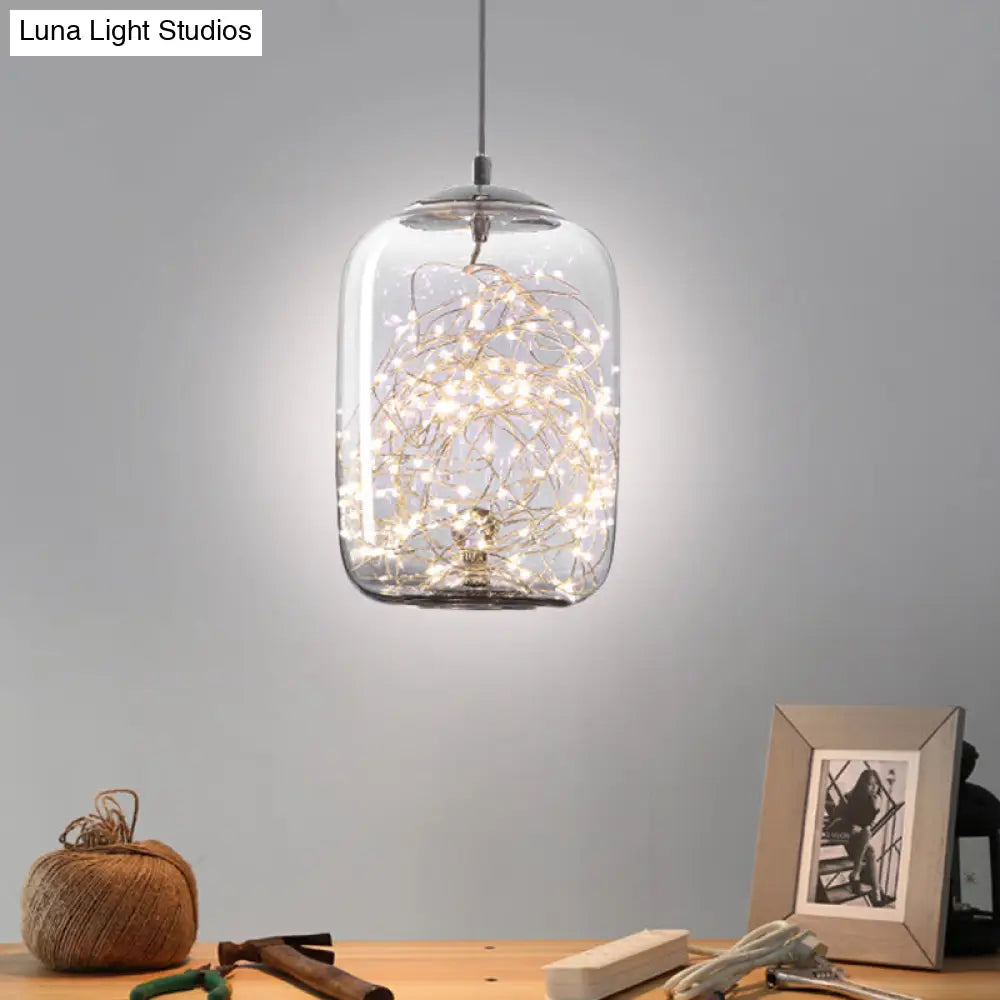 Contemporary Led Pendant Light With Elegant Amber/Smoke Grey Glass Globe/Cylinder/Oval Design For