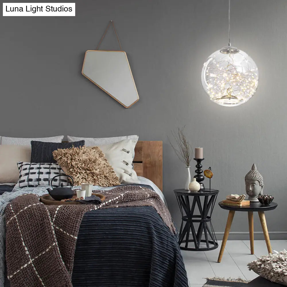 Contemporary Led Pendant Light With Elegant Amber/Smoke Grey Glass Globe/Cylinder/Oval Design For