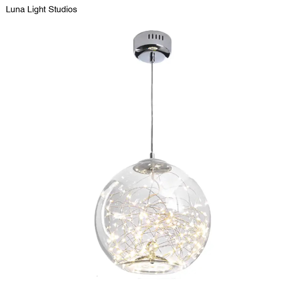 Contemporary Led Pendant Light With Amber/Smoke Grey Glass Globe/Cylinder/Oval - Ideal For Living