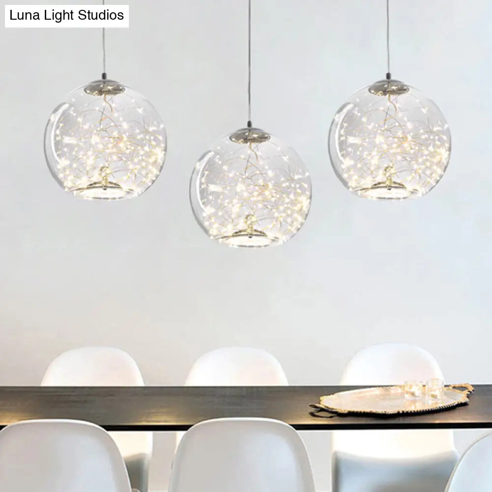 Contemporary Led Pendant Light With Elegant Amber/Smoke Grey Glass Globe/Cylinder/Oval Design For