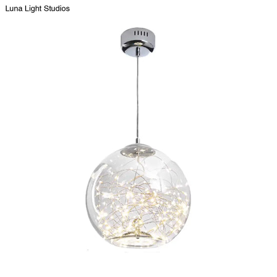 Contemporary Led Pendant Light With Elegant Amber/Smoke Grey Glass Globe/Cylinder/Oval Design For