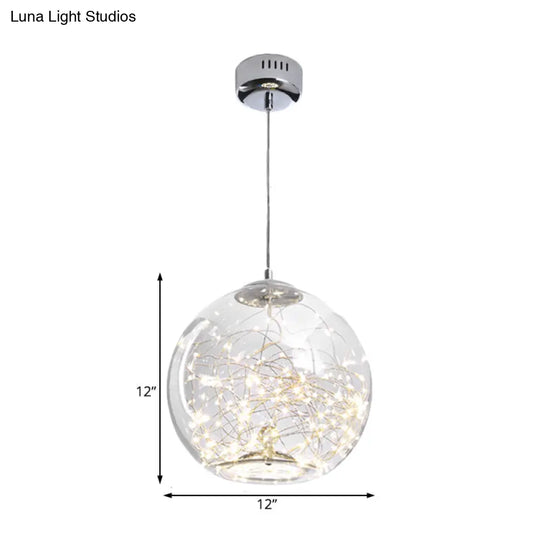 Contemporary Led Pendant Light With Elegant Amber/Smoke Grey Glass Globe/Cylinder/Oval Design For