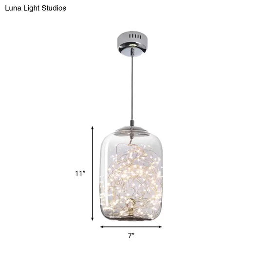 Contemporary Led Pendant Light With Amber/Smoke Grey Glass Globe/Cylinder/Oval - Ideal For Living