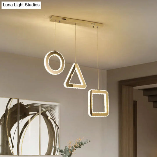 Contemporary Led Pendant Lighting With Clear Crystals And Stainless-Steel Finish