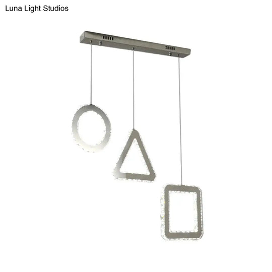 Contemporary Led Pendant Lighting With Clear Crystals And Stainless-Steel Finish