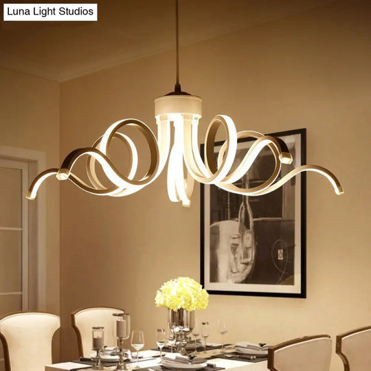 Contemporary Led Petal Ceiling Light - Acrylic Restaurant Chandelier