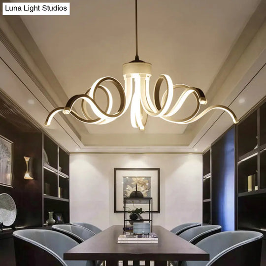 Modern Petal Led Ceiling Light: Acrylic Chandelier For Restaurants Black / White