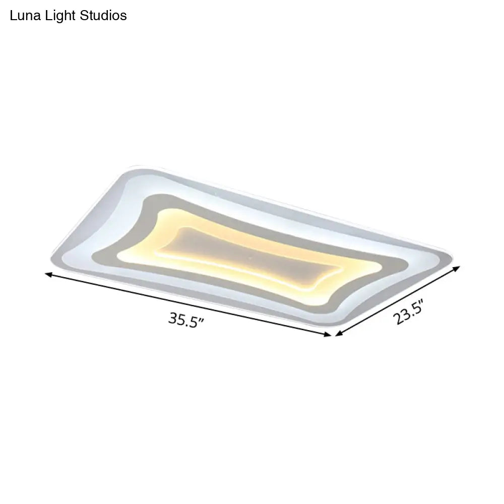 Contemporary Led Rectangular Flush Mount Ceiling Light In White - Warm/White