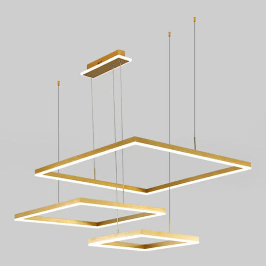 Contemporary Led Rhombus Chandelier Pendant Light With Acrylic Layers For Living Room 3 / Gold