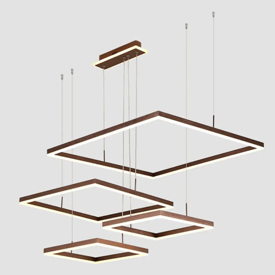 Contemporary Led Rhombus Chandelier Pendant Light With Acrylic Layers For Living Room 4 / Coffee