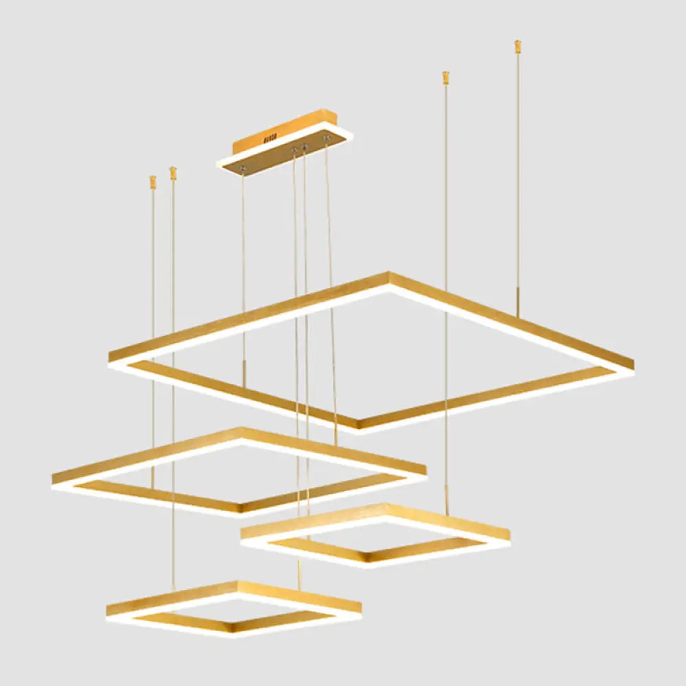 Contemporary Led Rhombus Chandelier Pendant Light With Acrylic Layers For Living Room 4 / Gold