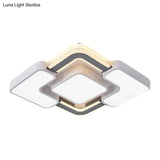 Contemporary Led Rhombus Metal Flush Mount Ceiling Lamp For Bedroom - Black - White Design