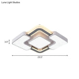 Contemporary Led Rhombus Metal Flush Mount Ceiling Lamp For Bedroom - Black - White Design