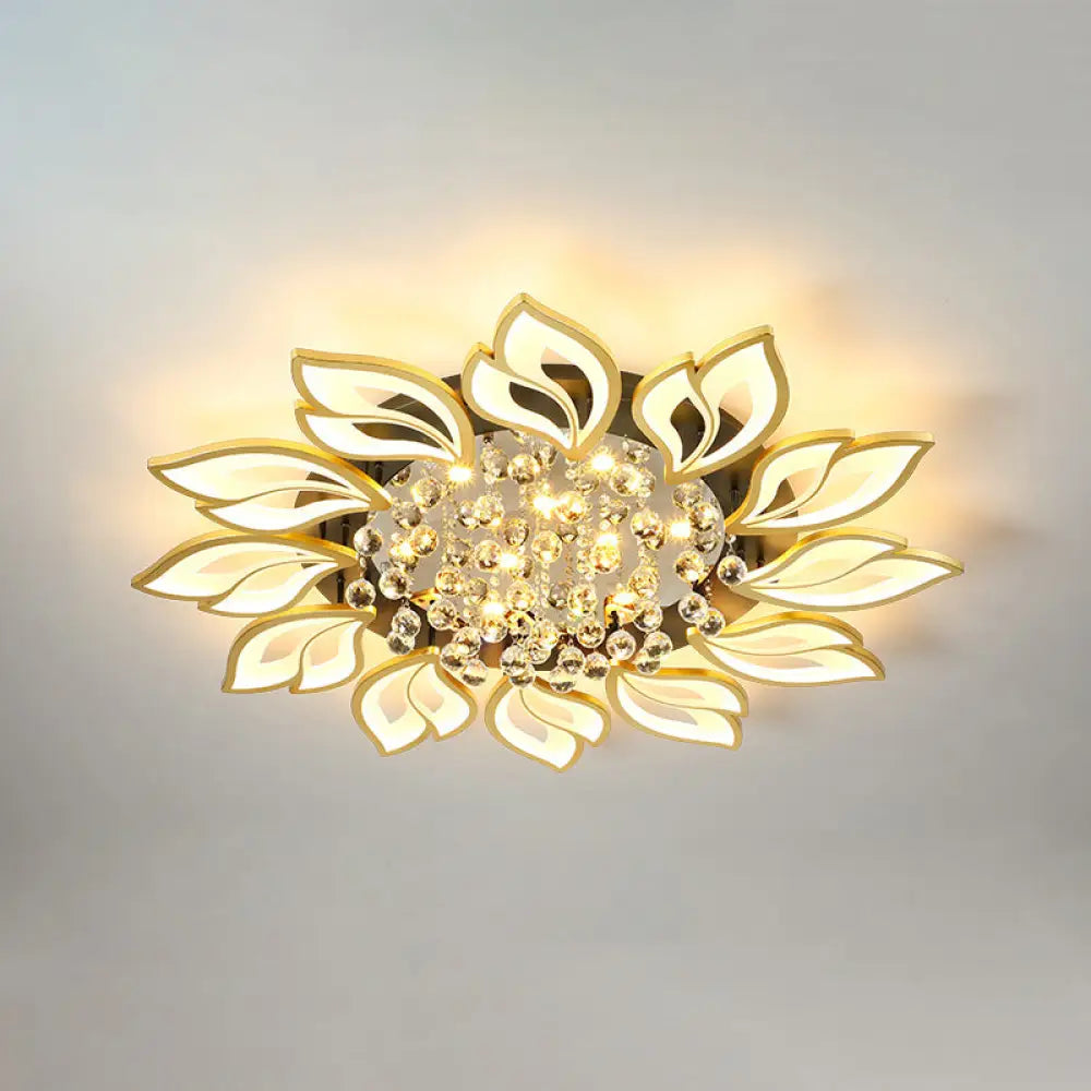 Contemporary Led Semi Flush Mount Ceiling Light With Crystal Ball - Gold Finish 12 / Warm