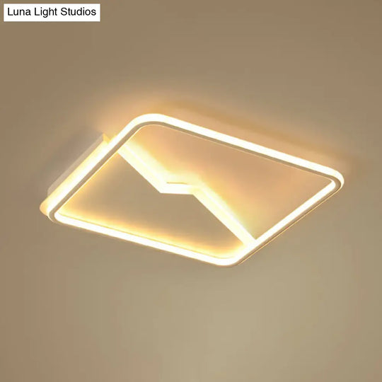 Contemporary Led Square Ceiling Mount Light: Aluminum Bedroom Flush Fixture White / 24.5