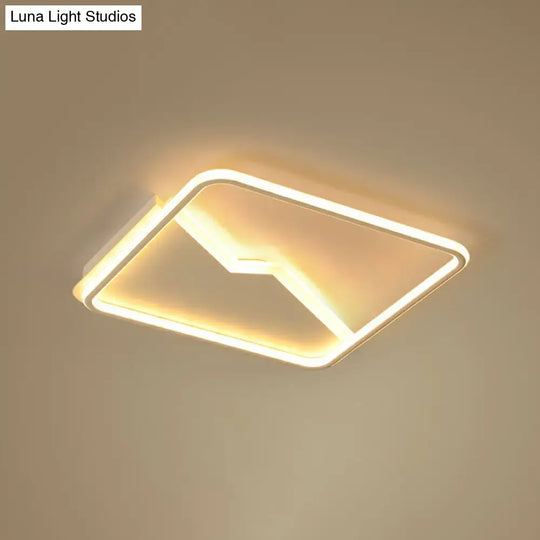 Contemporary Led Square Ceiling Mount Light: Aluminum Bedroom Flush Fixture White / 18