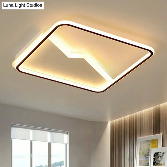 Contemporary Led Square Ceiling Mount Light: Aluminum Bedroom Flush Fixture