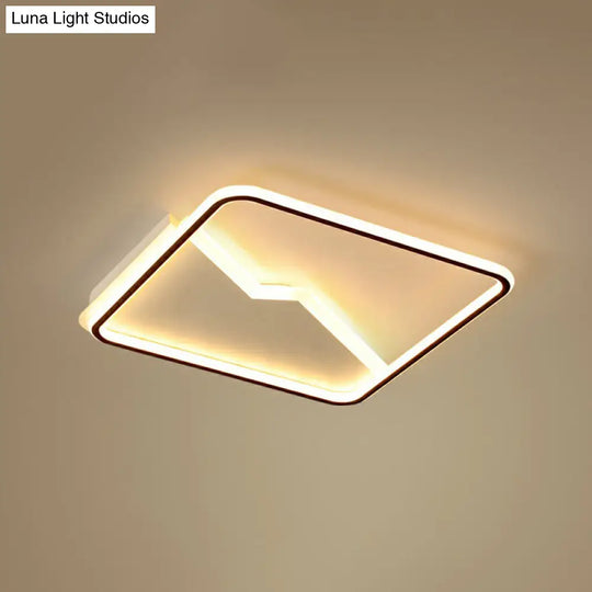 Contemporary Led Square Ceiling Mount Light: Aluminum Bedroom Flush Fixture Black / 18