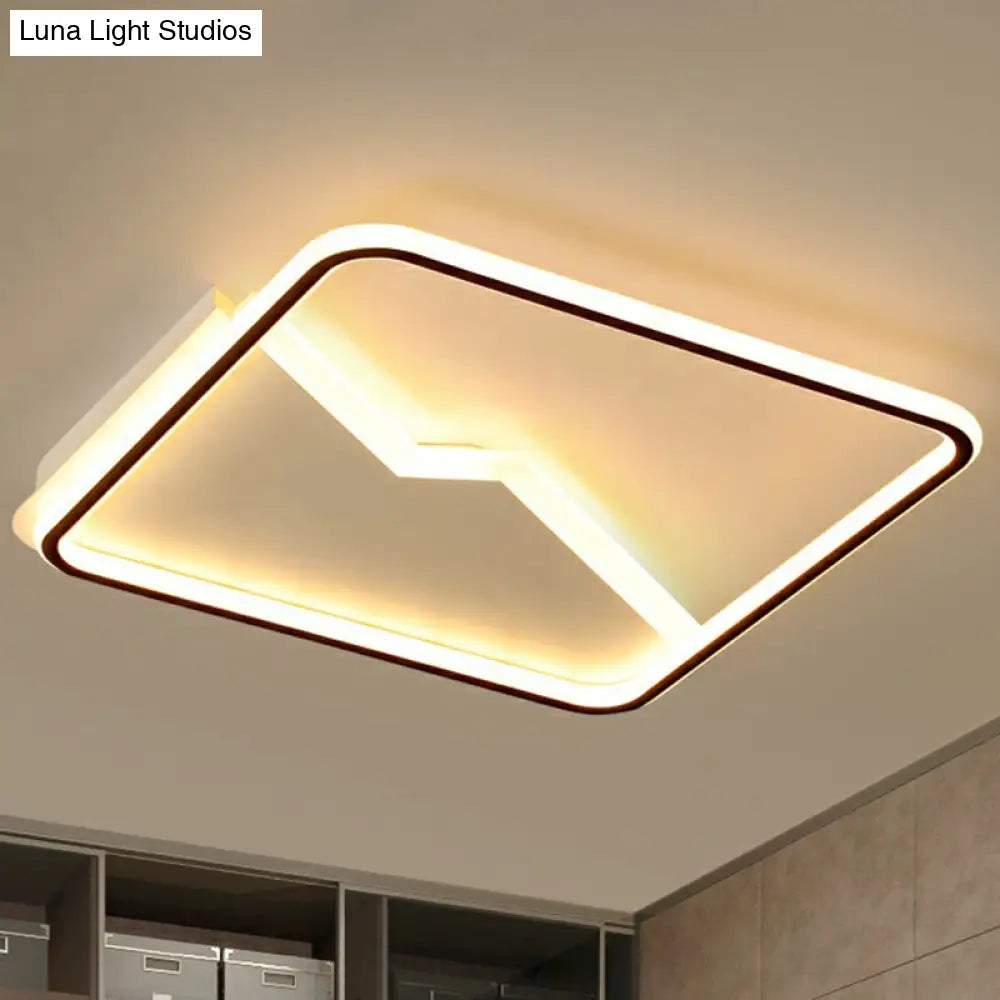 Contemporary Led Square Ceiling Mount Light: Aluminum Bedroom Flush Fixture