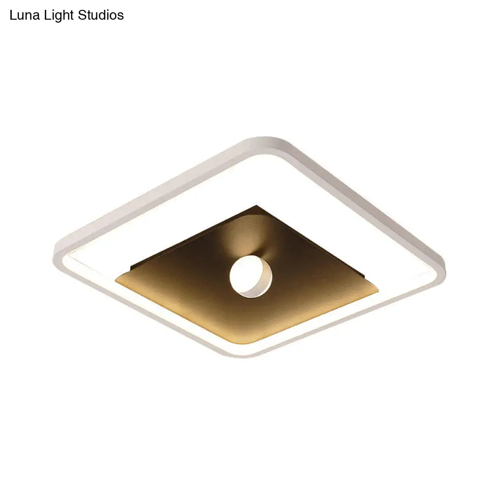 Contemporary Led Square Flush Mount Ceiling Light In Black And White