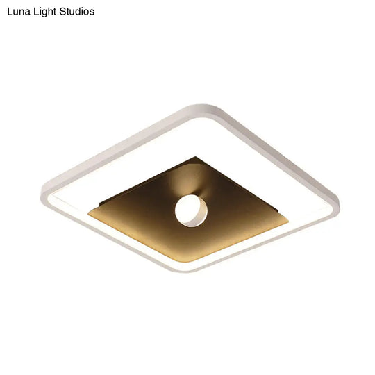 Contemporary Led Square Flush Mount Ceiling Light In Black And White