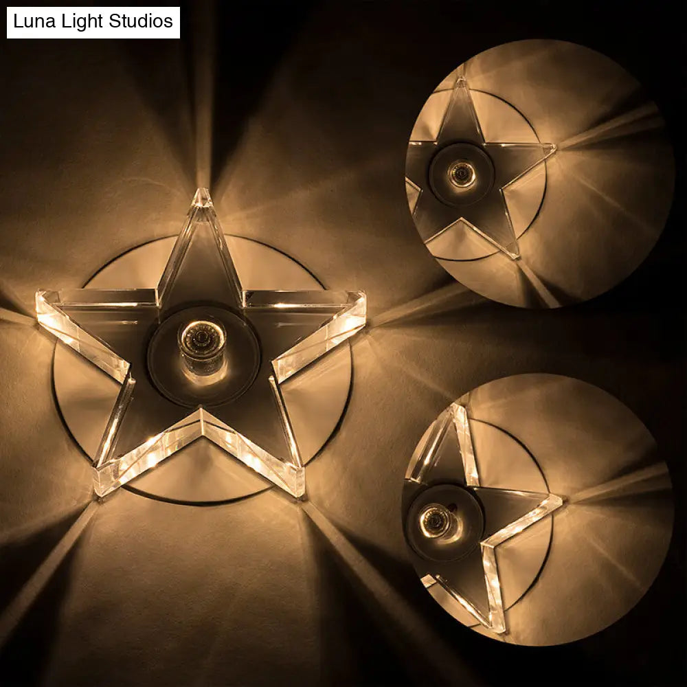 Contemporary Led Star-Shaped Crystal Ceiling Lamp For Hallway Clear