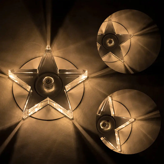 Contemporary Led Star - Shaped Crystal Ceiling Lamp For Hallway Clear