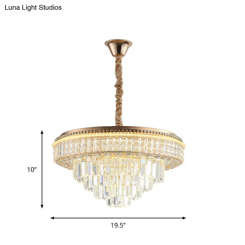 Contemporary Led Suspension Pendant With Clear Crystal Prisms For Dining Room Chandelier