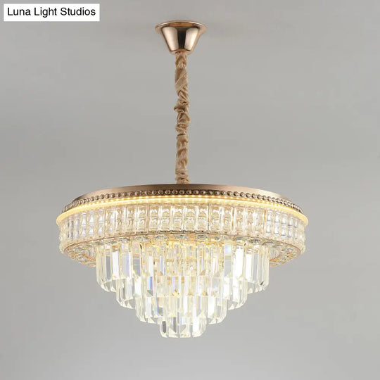 Contemporary Led Suspension Pendant With Clear Crystal Prisms For Dining Room Chandelier