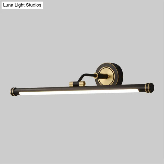 Contemporary Led Tubular Wall Sconce With Adjustable Arm - Black/Brass Metal Vanity Light Fixture