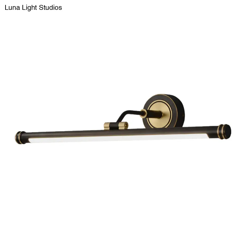 Contemporary Led Tubular Wall Sconce With Adjustable Arm - Black/Brass Metal Vanity Light Fixture