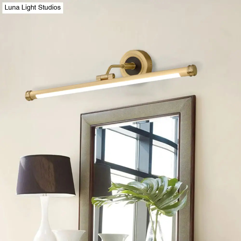 Contemporary Led Tubular Wall Sconce With Adjustable Arm - Black/Brass Metal Vanity Light Fixture