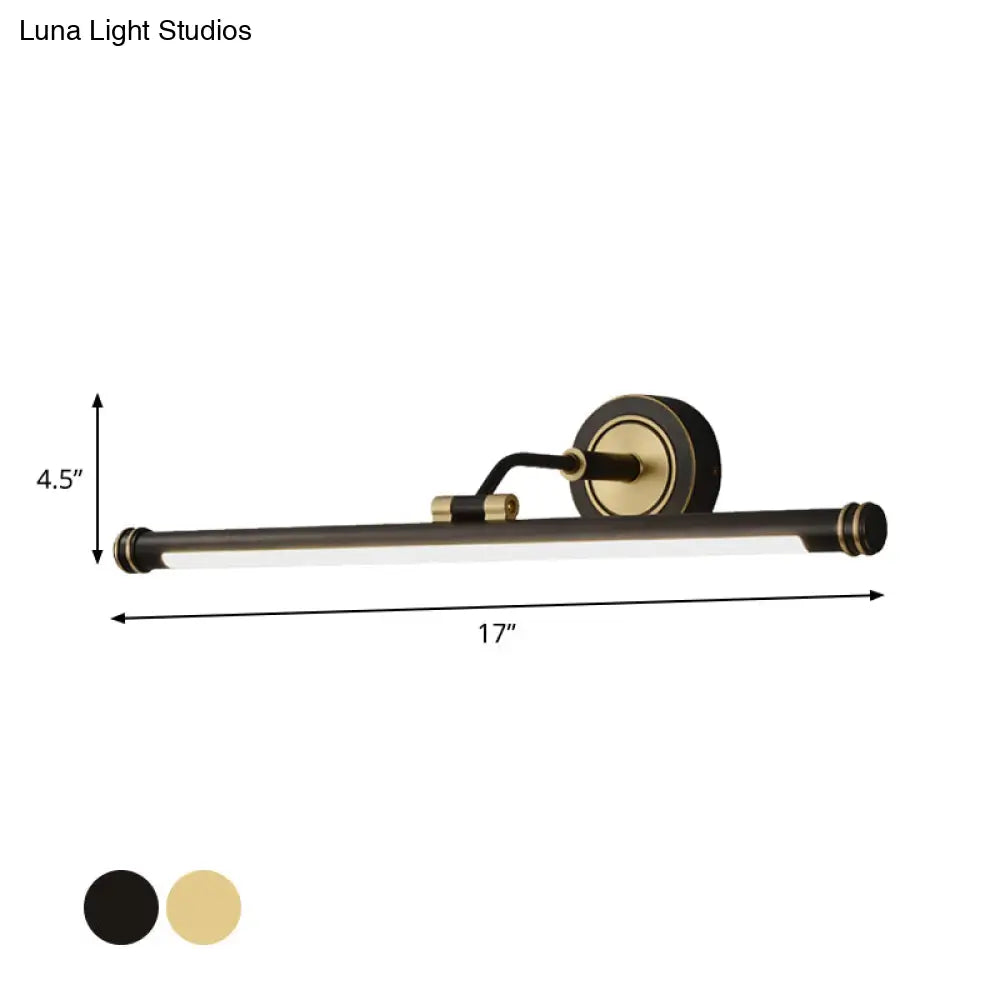 Contemporary Led Tubular Wall Sconce With Adjustable Arm - Black/Brass Metal Vanity Light Fixture