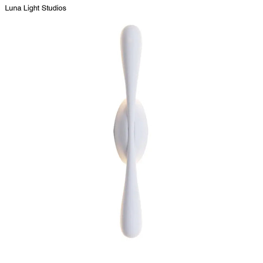 Contemporary Led Vanity Light For Living Room - Linear Wall Sconce Lighting In White Metal