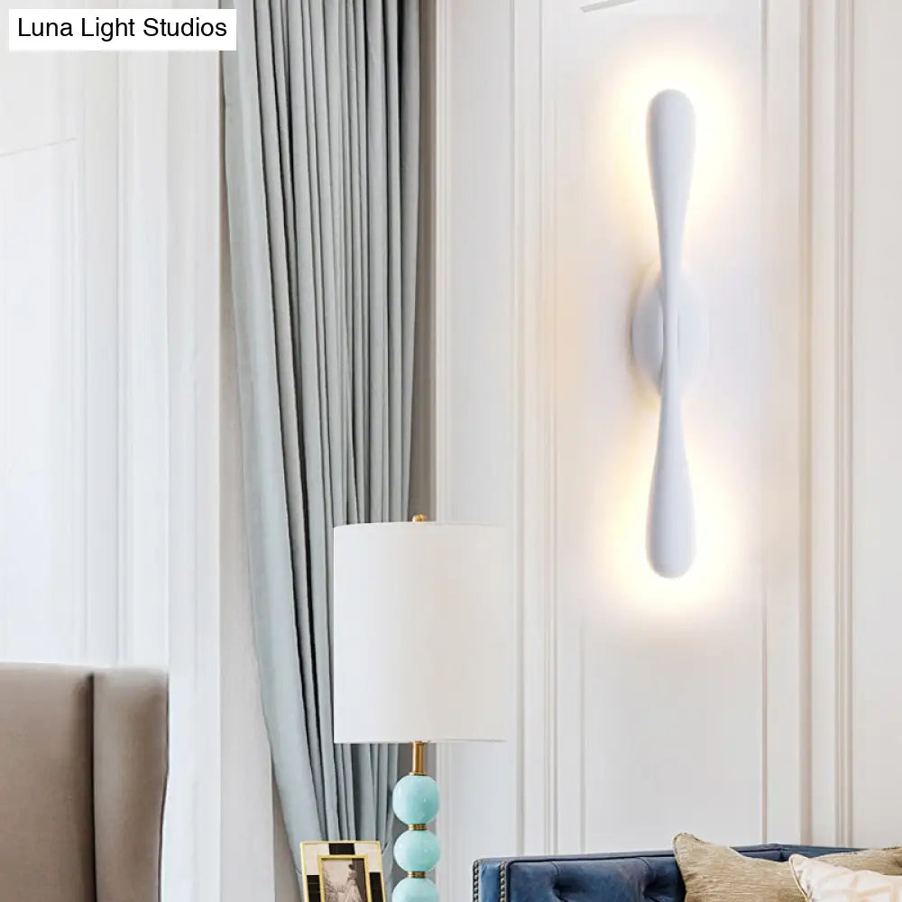 Contemporary Led Vanity Light For Living Room - Linear Wall Sconce Lighting In White Metal