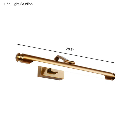 Contemporary Led Vanity Light In Gold Finish - Tubed Wall Sconce For Kitchen 20.5/26 W