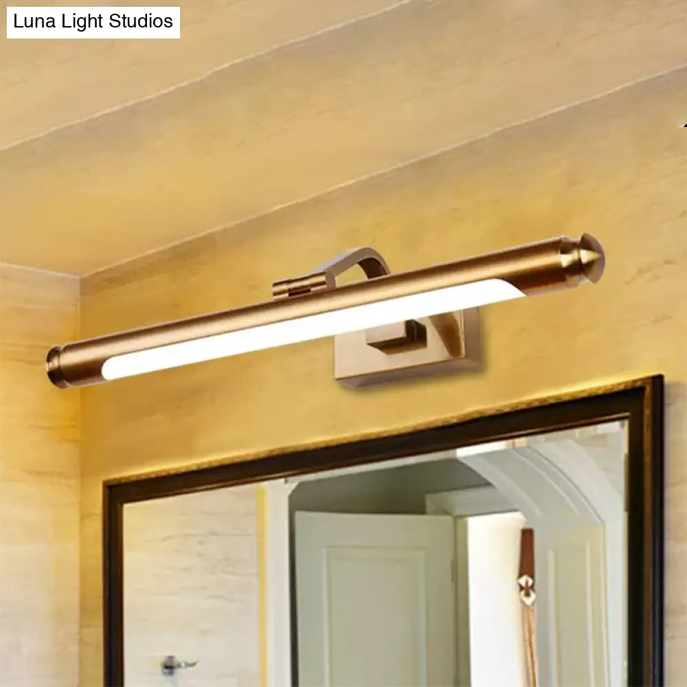 Contemporary Led Vanity Light In Gold Finish - Tubed Wall Sconce For Kitchen 20.5/26 W