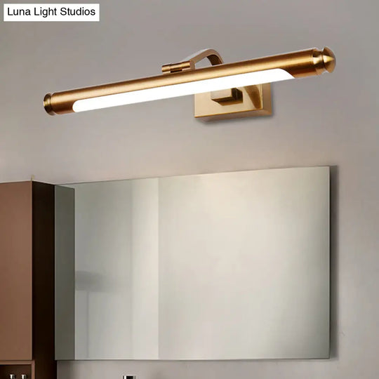 Contemporary Led Vanity Light In Gold Finish - Tubed Wall Sconce For Kitchen 20.5/26 W