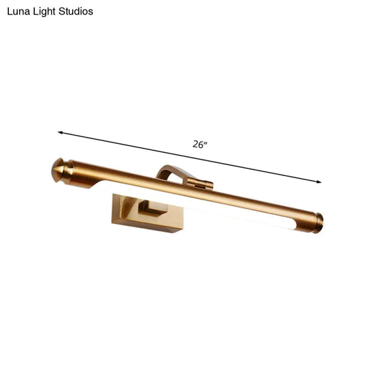 Contemporary Led Vanity Light In Gold Finish - Tubed Wall Sconce For Kitchen 20.5/26 W