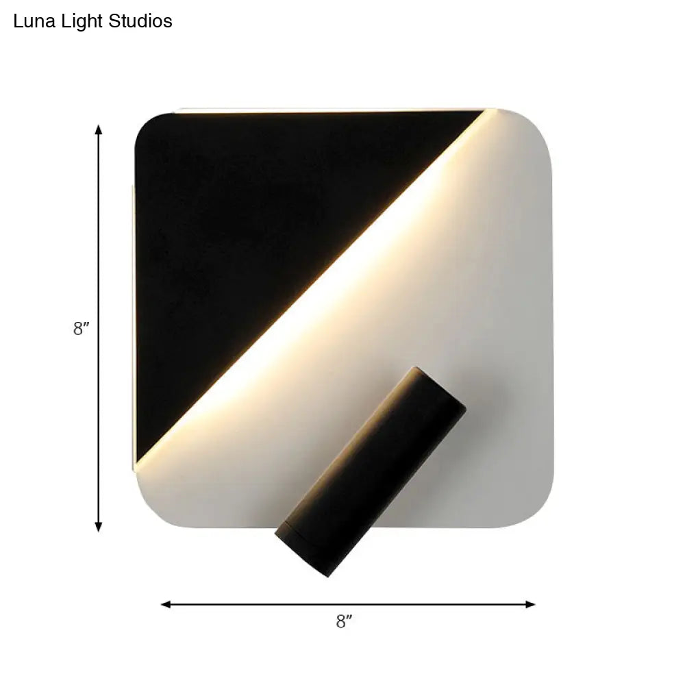 Contemporary Led Wall Lamp For Bedroom And Study With Black/White Metal Spotlight