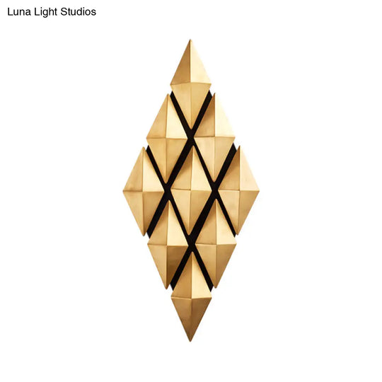 Contemporary Led Wall Lamp With Metallic Gold Diamond Shade - Warm/White Light 23/31 Width