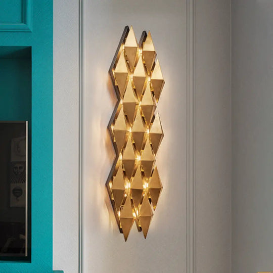 Contemporary Led Wall Lamp With Metallic Gold Diamond Shade - Warm/White Light 23/31 Width / 31