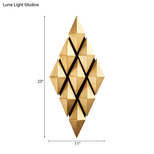 Contemporary Led Wall Lamp With Metallic Gold Diamond Shade - Warm/White Light 23/31 Width