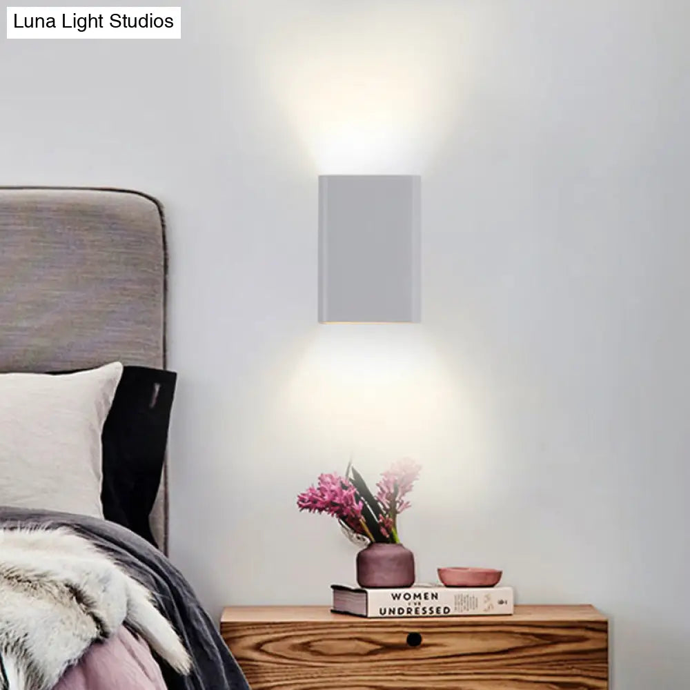 Contemporary Led Wall Mount Lamp - Black/White Cube Shade Metallic Finish Ideal For Bedside With