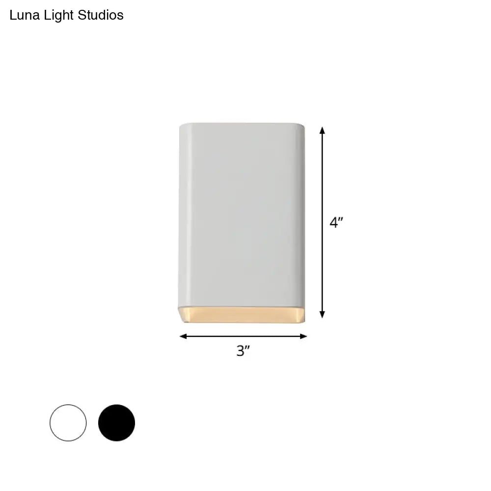 Contemporary Led Wall Mount Lamp - Black/White Cube Shade Metallic Finish Ideal For Bedside With