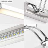 Contemporary Led Wall Mounted Vanity Light Fixture - Stainless Steel Stick Design White Lighting