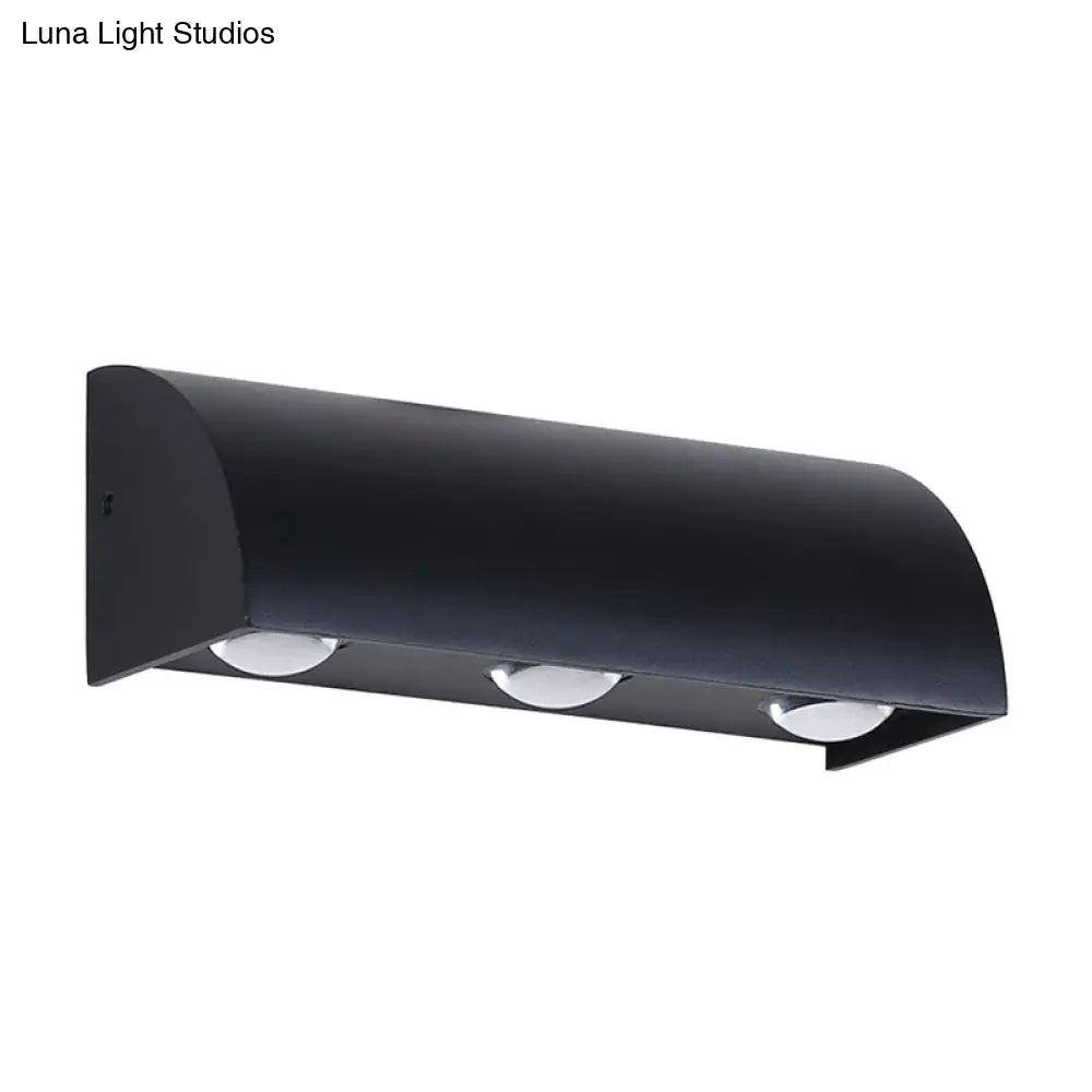 Contemporary Led Wall Sconce Black Metal Shade Flush Mount Design